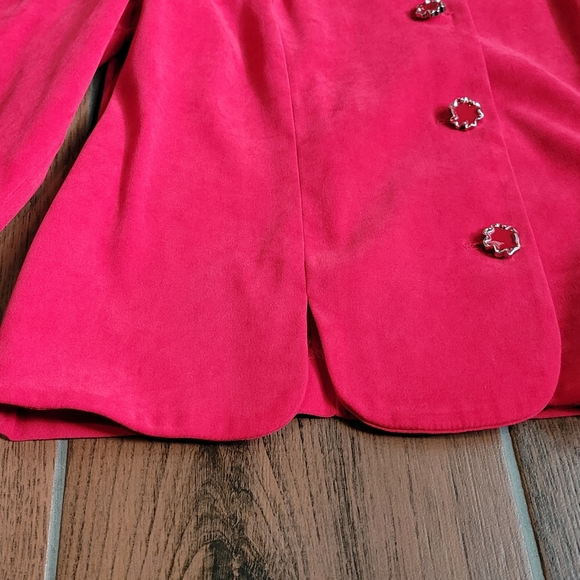 Leslie Fay Vintage Scalloped Bottom Blazer With Abstract Buttons Size 14 Petite - Picture 3 of 9